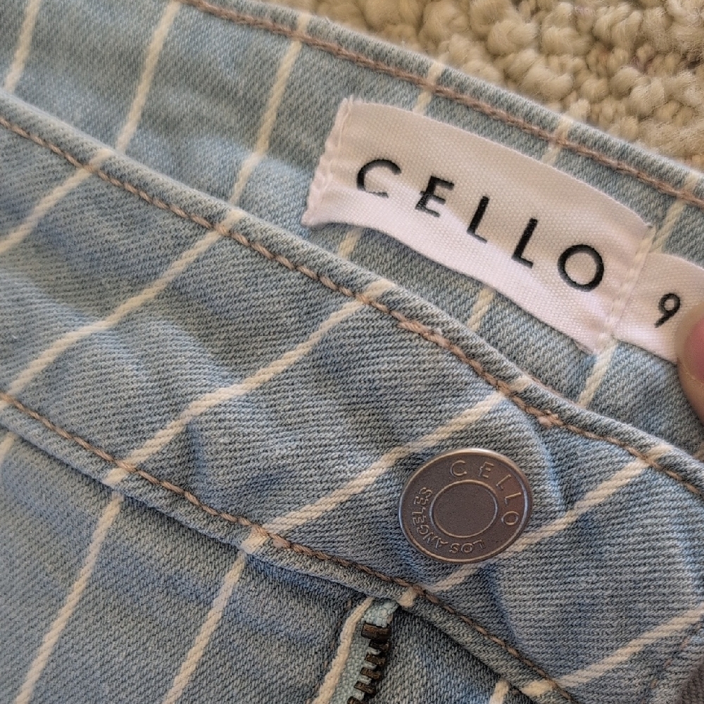 Cello High Rise Light Blue Striped Flare Jeans - Picture 2 of 6